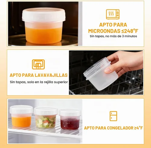 Vista 4 de Paquete de 24 tarros de almacenamiento de alimentos de 4 onzas (4.1 fl oz) con tapas de rosca