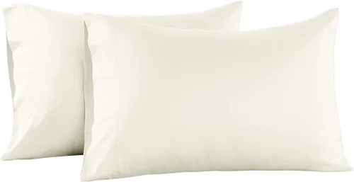 Vista 17 de Royal Tradition Juego de 2 fundas de almohada de viscosa de bambú, juego de 2 fundas de almohada estándar/Queen, color beige sólido, súper suave