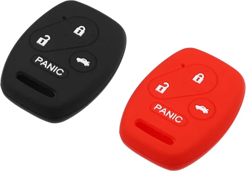 Vista 8 de Estuche protector de llave inteligente con 4 botones para Honda Accord Civic CR-V Element Pilot, de silicona, negro y azul (Paquete de 2)