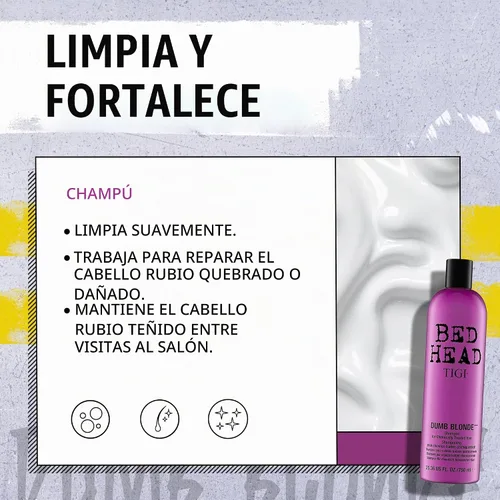 Vista 5 de TIGI Bed Head Dumb Blonde Champú y acondicionador reconstructor Duo – 25.36 oz cada uno, paquete de de 2