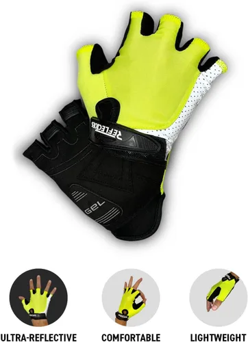 Vista 3 de Guantes de ciclismo de verano de alta visibilidad, altamente reflectantes y fluorescentes