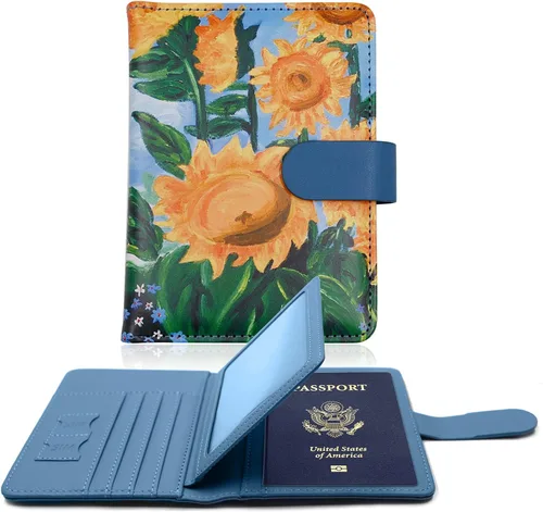 Vista 19 de Melsbrinna - Funda para pasaporte, ranuras para tarjetas, bonita funda para pasaporte para mujeres/hombres, resistente al agua con bloqueo RFID