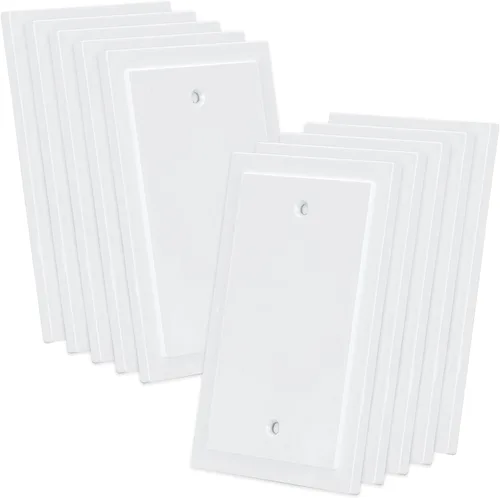 Vista 7 de Bates - Cubierta de pared en blanco con borde moderno, 4.88 x 3.18 pulgadas, paquete de 4, blanco, 1 banda, placa de cubierta de salida en blanco