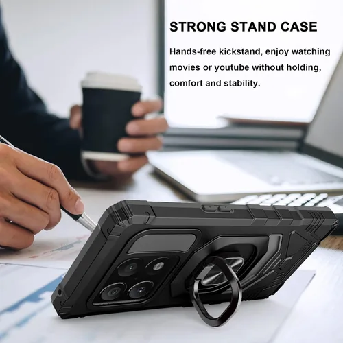 Vista 4 de Ailiber Funda compatible con OnePlus 10 Pro, funda 1+ 10 Pro con protector de pantalla, soporte de anillo para soporte magnético de automóvil