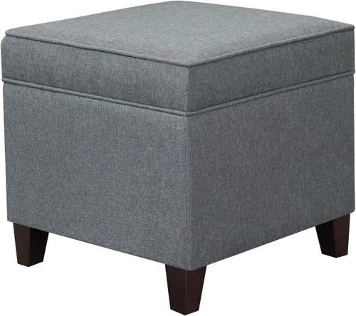 Vista 23 de Adeco Otomán Cubo de Piel Sintética Blanca de 18 Pulgadas de Alto con Almacenamiento, Taburetes Reposapiés de Silla de Terciopelo en Relieve 3D