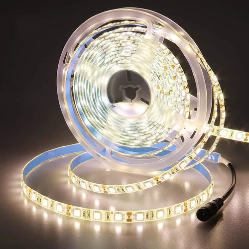 Vista 7 de JOYLIT Tira de luces LED blancas de 12 V, 6000-6500 K, 16.4 pies, SMD5050, 300 LED, regulable, impermeable, cortable, flexible, para dormitorio