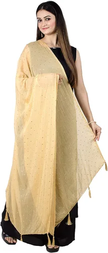 Vista 17 de Chandrakala Chal Dupatta de gasa para mujer, chal envolvente Chunni, beige (D191-P)
