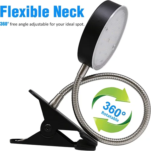 Vista 4 de Lámpara de escritorio LED con clip, con interruptor, cuello de cisne flexible de 19.25 pulgadas 4.5W 260LM, 4000K blanco frío, cable de 65