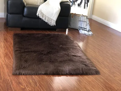 Vista 18 de LAMBZY Alfombra cuadrada de piel de oveja sintética, súper suave, hipoalergénica, de pelo de felpa de primera calidad