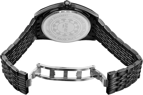 Vista 4 de August Steiner AS8235 - Reloj de pulsera de acero inoxidable con esfera de rayos solares radiantes con ventana de fecha
