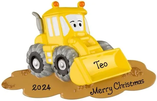 Vista 2 de Adorno de Navidad personalizado Bulldozer - Adornos para niños, niños pequeños, niños - Personalización gratuita - Adorno de Navidad 2024