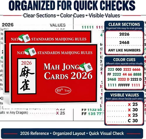 Vista 7 de Mahjong Cards 2026 American Mahjong Tarjetas de referencia, juego