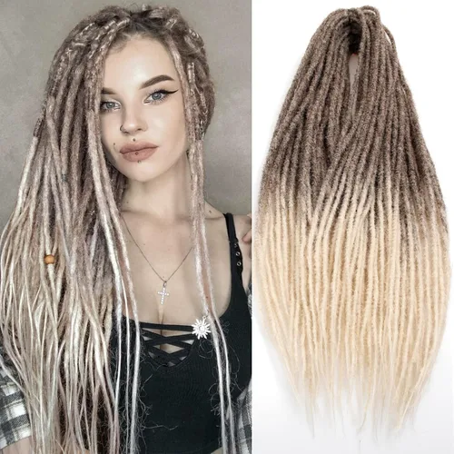 Vista 13 de 20 hebras de 24 pulgadas, extensiones de rastas color burdeos, rastas de cabello de ganchillo para mujer, hechas a mano, suaves, trenzas de cabello