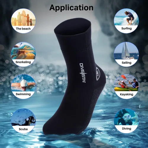 Vista 5 de DIVESTAR Calcetines de neopreno de buceo para hombres y mujeres, 0.118 pulgadas, 0.118 pulgadas, negro/camuflaje, calcetines de buceo para deportes
