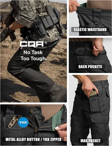 Vista 7 de CQR - Pantalones tácticos tipo cargo para hombre, tejido ripstop, resistentes al agua, ligeros, para uso diario, trabajo, senderismo o exteriores