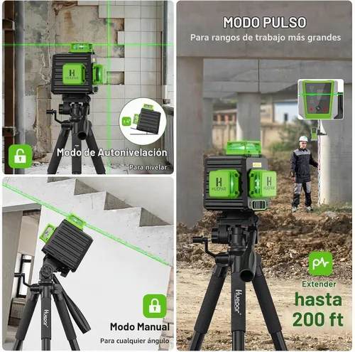 Vista 2 de HUEPAR Nivel láser 360 autonivelante con trípode de 50 pulgadas, nivelador