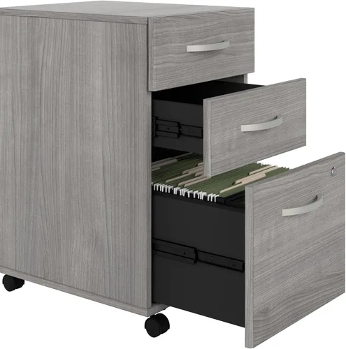 Vista 6 de Bush Business Furniture Studio C - Archivador móvil de 3 cajones en gris platino Unidad de almacenamiento de oficina ensamblada para el hogar