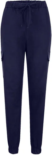Vista 5 de UQRZAU Pantalones de trabajo para mujer, color sólido, casual, cintura elástica, con cordón y bolsillo lateral, pantalones de lápiz casuales