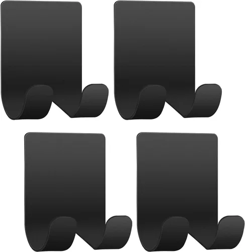 Vista 9 de Soporte para maquinilla de afeitar para afeitadora, soporte para colgar paños de cocina, 2 unidades, autoadhesivo, soporte de teléfono de acero Negro
