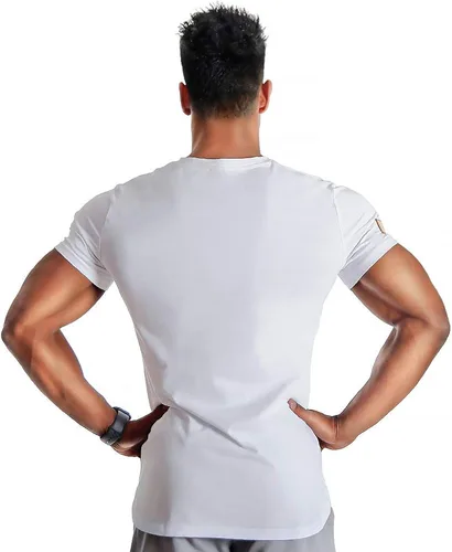 Vista 4 de BVSN - Camiseta para hombre, diseño de musculación, fitness, manga corta, para entrenamiento