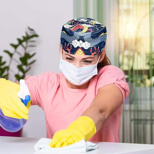 Vista 6 de LWSHUNYI Gorras de trabajo para mujer, 2 unidades, para pintura de fútbol, turbante, unisex, talla única