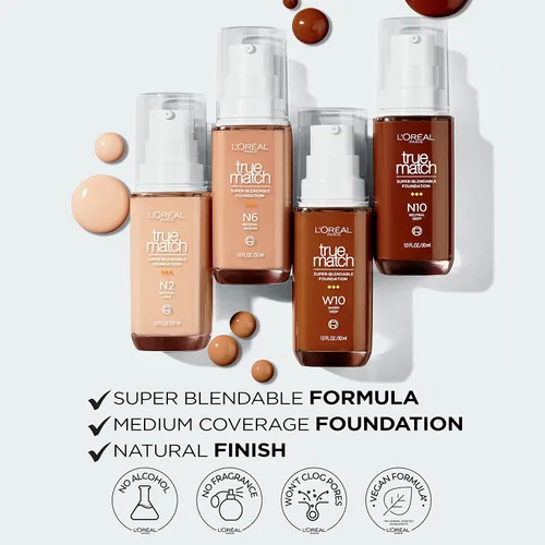 Vista 77 de L'Oreal Paris True Match - Base líquida supermezclable, maquillaje de base líquida de cobertura media, C0.5, ligero, 1 onza líquida
