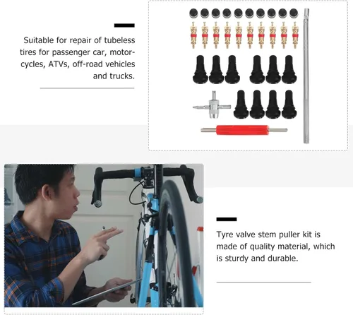 Vista 3 de Kichvoe Tire Core Installation Tool and Stem Remover Kit Auto Tire Repair Tools for Car Valve Core Replacement and Tyre Stem Installation