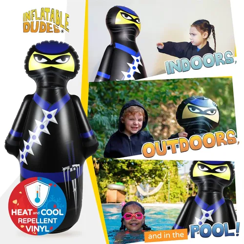 Vista 2 de INFLATABLE DUDES Kids Punching Bag- Bop Bag Sand-Base Pre-filled with Sand, Bop Bag, Inflatable Toy, Punching Bag for Kids, Enhanced Bounce-Back