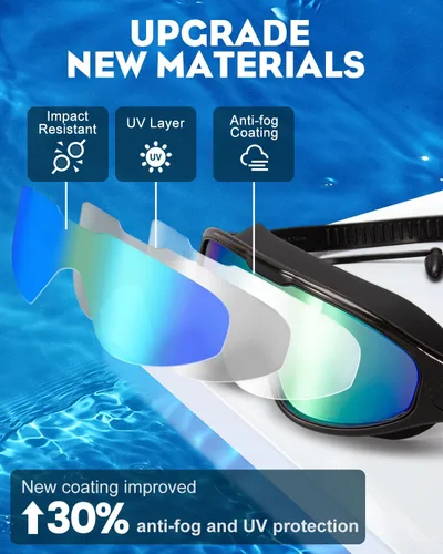 Vista 2 de Paquete de 2 gafas de natación de visión amplia, antiniebla y UV, para hombres, mujeres y jóvenes, sin fugas, gafas de natación para Audlt