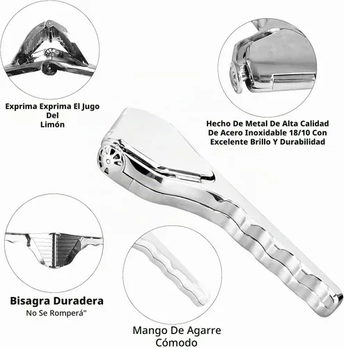 Vista 7 de Exprimidor manual de limón de acero inoxidable duradero, exprimidor de cítricos de mano para una extracción eficiente del jugo de limón, lima