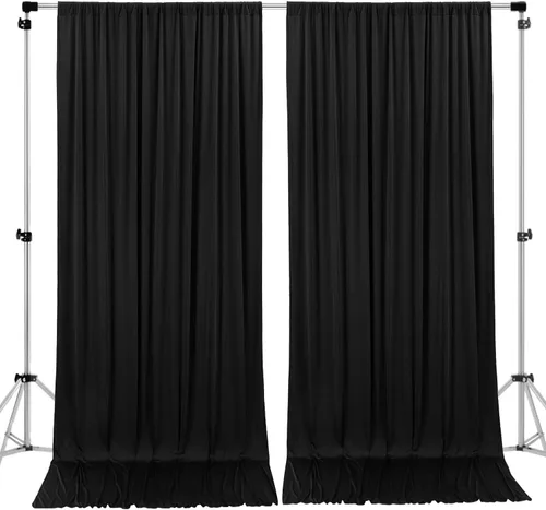 Vista 11 de AK TRADING CO. Cortinas de telón de fondo de poliéster beige de 10 x 10 pies con bolsillos para varillas - Cortinas para decoración de ventanas