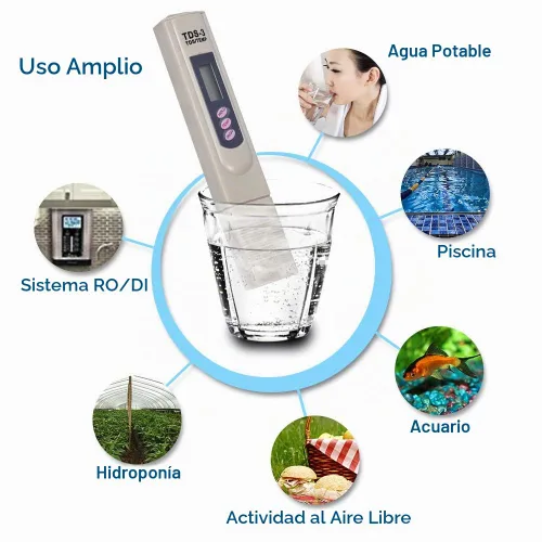 Vista 6 de TDS Medidor digital de calidad del agua - Medidor PPM con prueba de temperatura, rango de 0-9990 ppm, probador TDS preciso para agua potable