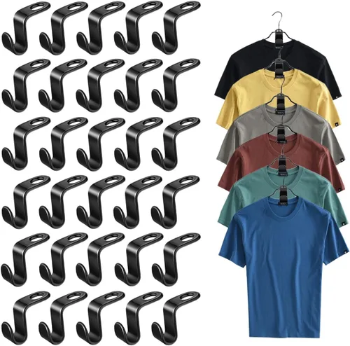 Vista 11 de 100 conectores para colgar ropa, extensores de plástico resistentes, ganchos de conexión de terciopelo, ganchos de suspensión en cascada para 100