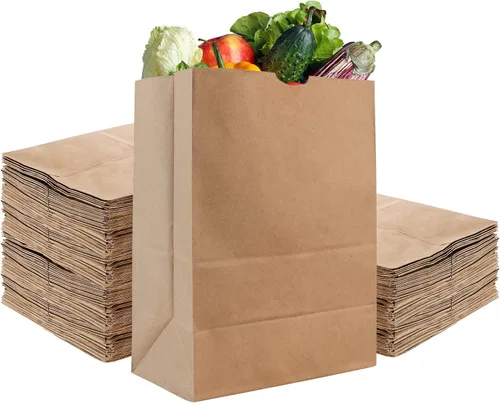 Vista 7 de Stock Your Home Bolsas de papel kraft marrón de 52 libras (50 unidades) – Bolsas de comestibles grandes a granel para compras