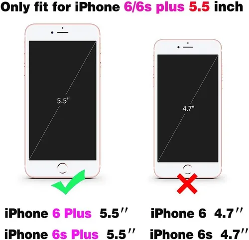 Vista 2 de Funda compatible con iPhone 6plus 6splus 6/6s Plus y protector de pantalla de vidrio templado, funda para tarjetero/tarjetero, fundas para teléfono