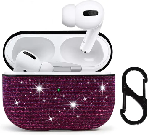 Vista 5 de Funda protectora para AirPods Pro con purpurina brillante para AirPods Pro, bonita funda protectora para AirPods Pro, color rojo