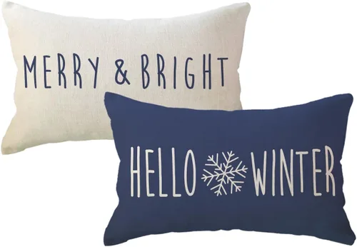 Vista 12 de ULOVE LOVE YOURSELF Hello Winter - Fundas de almohada de 18 x 18 pulgadas, color negro feliz y brillante, fundas de cojín decorativas de invierno