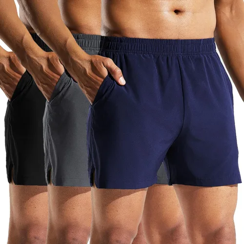 Vista 8 de MIER Paquete de 3 pantalones cortos deportivos para correr de 5 pulgadas, de secado rápido, ligeros, para gimnasio, entrenamiento, deportes