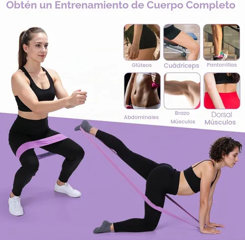 Vista 6 de Kifmurase 6 bandas de resistencia de tela para piernas, 3 niveles de fuerza, banda elástica de ayuda para estiramiento con bolsa portátil, bandas