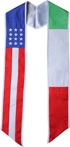 Vista 8 de Del Mex - Bandera del país y Estados Unidos, estola de graduación internacional Brasil / Estados Unidos