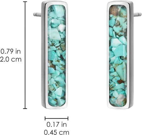 Vista 5 de Aretes de barra de piedras preciosas para mujer, delicados aretes de sodalita de malaquita turquesa y cristal curativo natural, aretes de barra