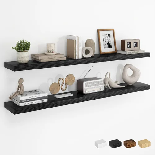 Vista 9 de Dreamland Estantes flotantes negros de 20 pulgadas, estantes de pared de 20 pulgadas para baño, dormitorio, cocina, estante de libros montado