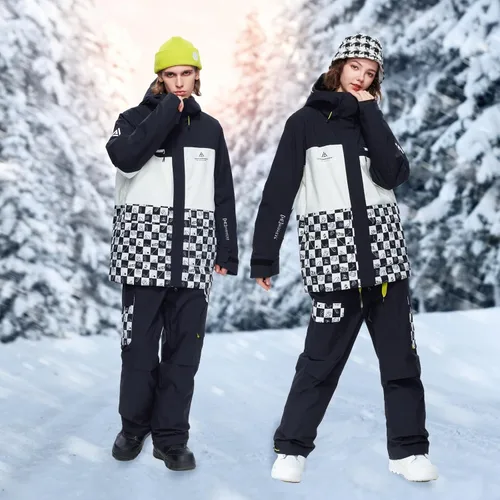 Vista 5 de HIGH EXPERIENCE Chaqueta de esquí para snowboard, nieve, invierno, impermeable, aislada, resistente al viento, chaqueta cálida con capucha