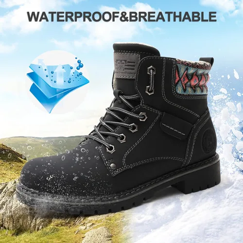 Vista 4 de Kkyc Botas de senderismo para mujer antideslizantes botas casuales.
