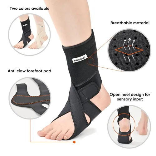 Vista 3 de Férula para Pie Caído - Férula de Tobillo AFO Ajustable para Caminar y Recuperación de Accidente Cerebrovascular, Material Transpirable para Soporte