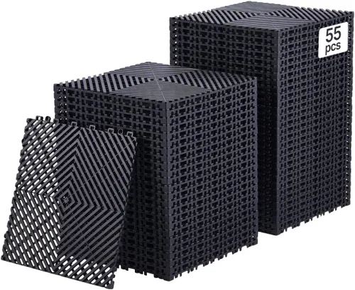Vista 20 de VEVOR Tapete de Drenaje Entrelazado, Cojín Modular Entrelazado de 12" x 12", 12 Piezas de Tapetes de Drenaje de Empalme, Baldosa de Piso de Drenaje