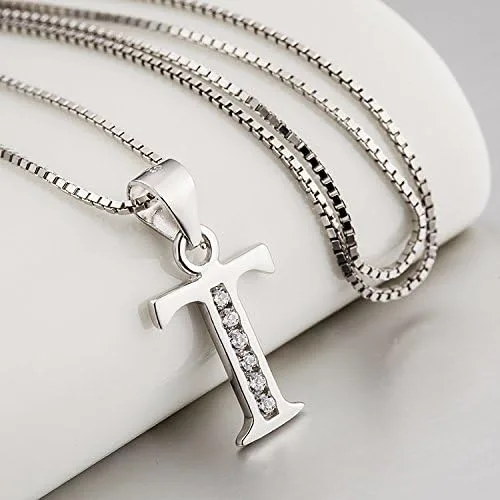 Vista 5 de Dijes personalizados para collar colgante con las 26 letras del alfabeto, circonita cúbica, plata esterlina S925.