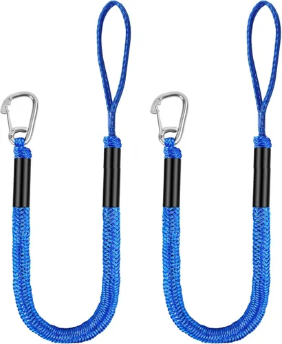 Vista 9 de Cuerda de amarre para lancha de 3.5 pies, paquete de 2 amarres para embarcaciones para acoplamiento de cables elásticos negros, accesorios