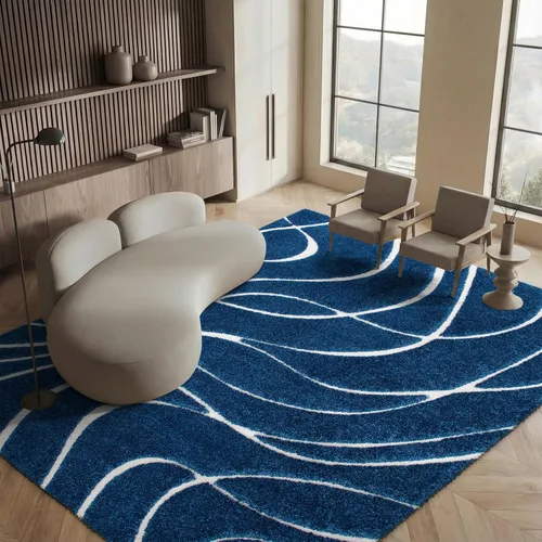 Vista 30 de Safavieh Florida Shag Collection - Alfombra de área de 2 x 3 pies, color crema/beige, diseño geométrico, felpa de 1.2 pulgadas de grosor, ideal