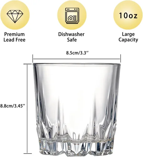 Vista 9 de GLASKEY Juego de 4 Vasos de Whisky, Vaso Old Fashioned de Cristal Sin Plomo, Vasos Tumbler Escoceses para Beber Bourbon, Coñac, Whisky Irlandés